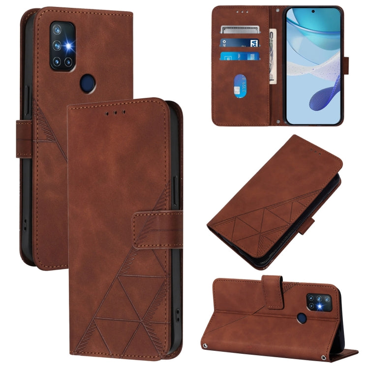 Funda de Cuero con Tapa y Relieve 3D para OnePlus Nord N10 5G (Marrón)