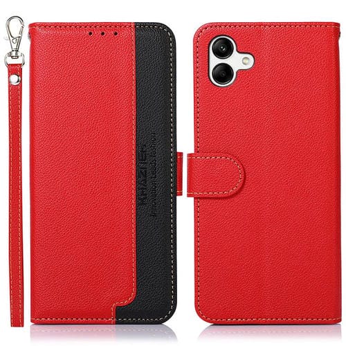 Funda de cuero con textura de lichi KHAZNEH RFID para Samsung Galaxy A07 5G (roja)