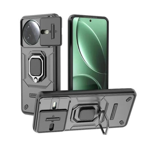 Funda para Teléfono Redmi K80 con Soporte y Carcasa Deslizante de TPU y PC a Prueba de Golpes (Negro)