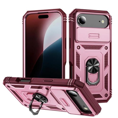 Funda deslizante de TPU + PC con soporte para iPhone 17 Air (rosa y rojo rosa)