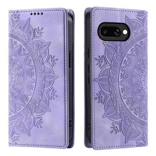 Funda de Cuero Magnética con Relieve Totem para Google Pixel 9A (Morado)