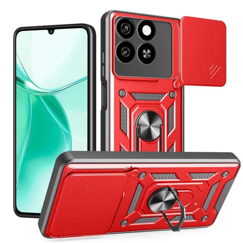 Funda para Teléfono ZTE Blade A35 4G A55 4G TPU+PC Cubierta Deslizante Cåmara (Roja)