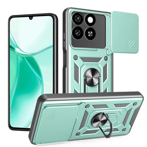 Funda para Teléfono ZTE Blade A35 4G A55 4G TPU+PC Cubierta Deslizante Cåmara (Verde)