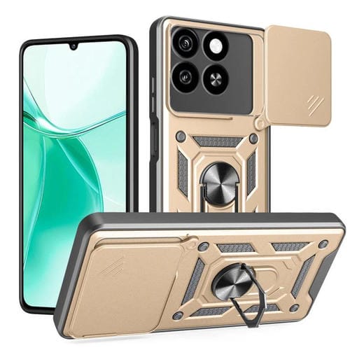 Funda para Teléfono ZTE Blade A35 4G/A55 4G TPU+PC Cubierta Deslizante Cåmara (Dorada)