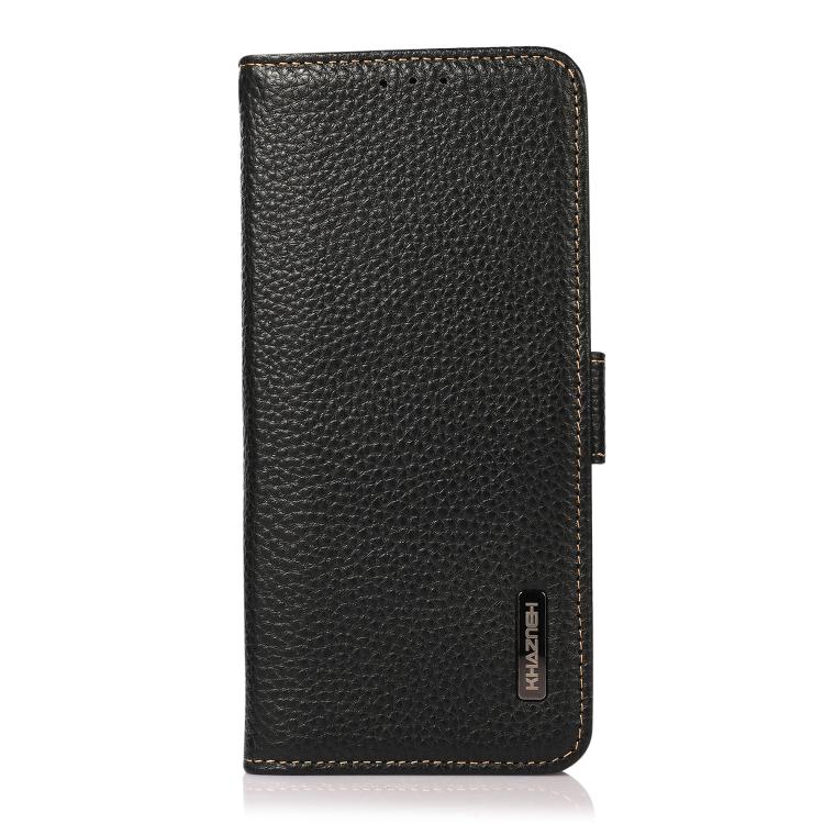 Funda de cuero genuino KHAZNEH con imán lateral y RFID para Samsung Galaxy A17 5G (negro)