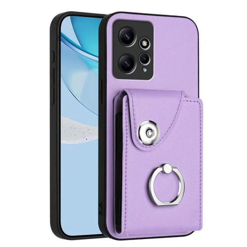 Funda para Redmi Note 12 4G con tarjetero y anillo (morado)