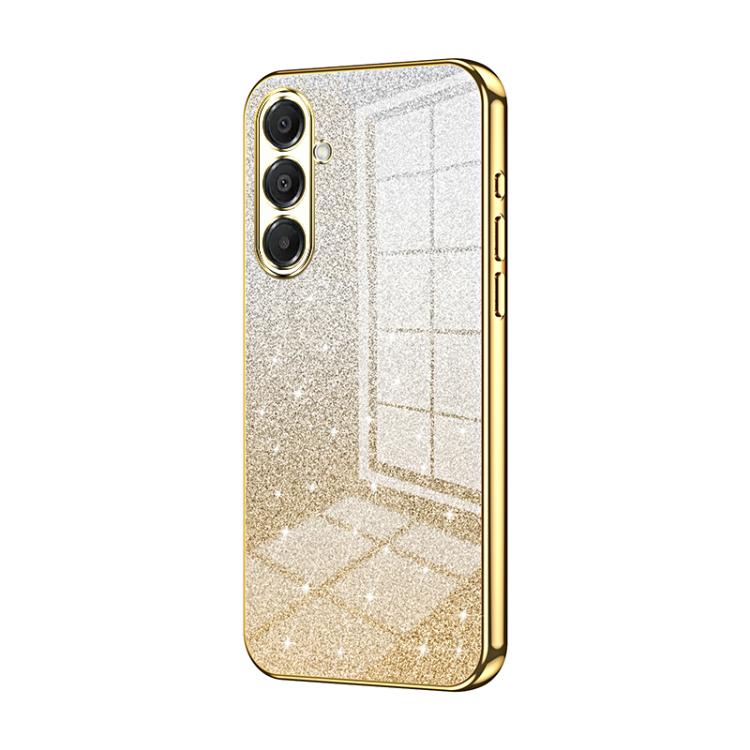Funda para Samsung Galaxy A17 con purpurina degradada en polvo galvanizado (dorada)