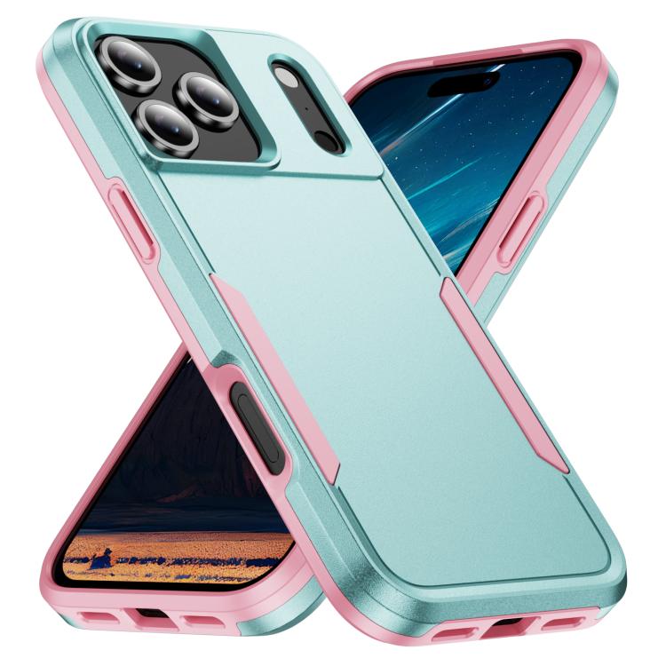 Funda Pioneer Armor de PC y TPU resistente para iPhone 17 Pro Max (verde y rosa)