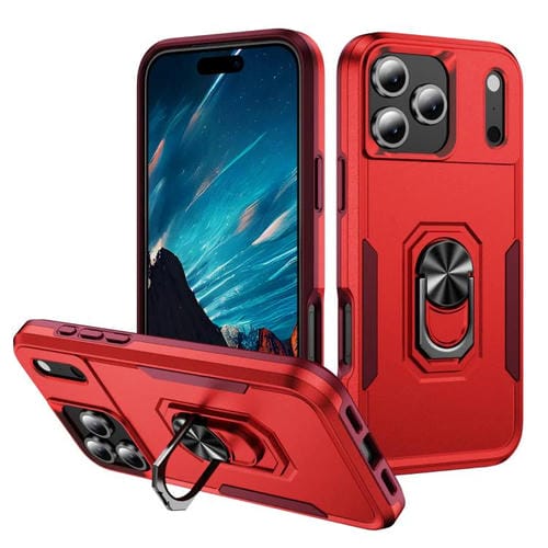 Funda Pioneer Armor de PC y TPU resistente con soporte para iPhone 17 Pro Max (rojo y rosa)