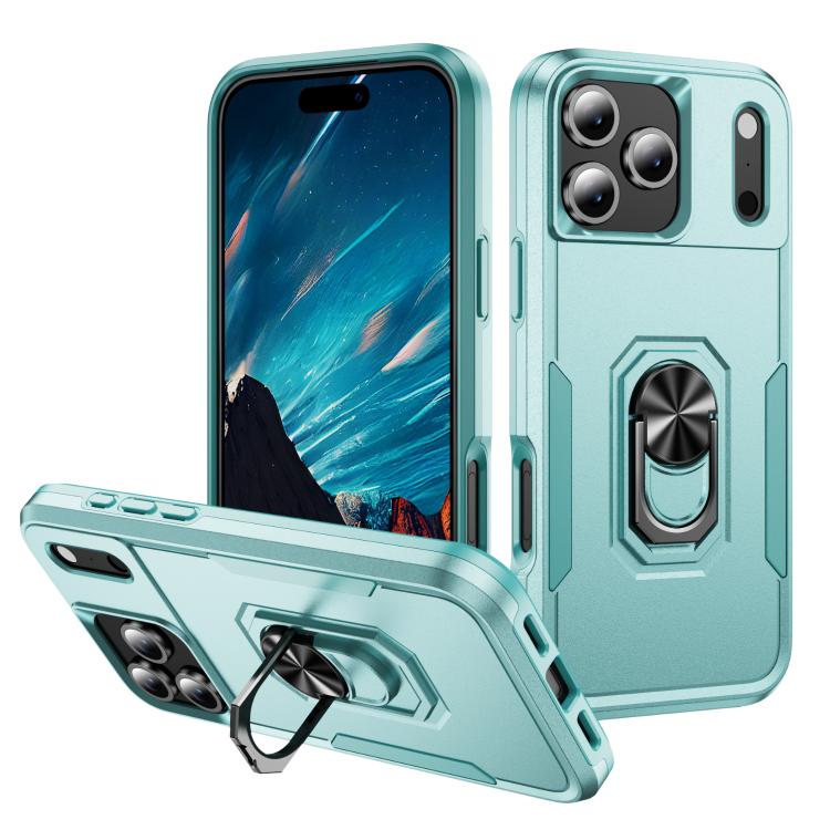 Funda Pioneer Armor de PC y TPU resistente con soporte para iPhone 17 Pro Max (verde)