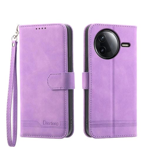 Funda híbrida de TPU y cuero sintético Dierfeng Dream Line para Redmi K80/K80 Pro (morada)
