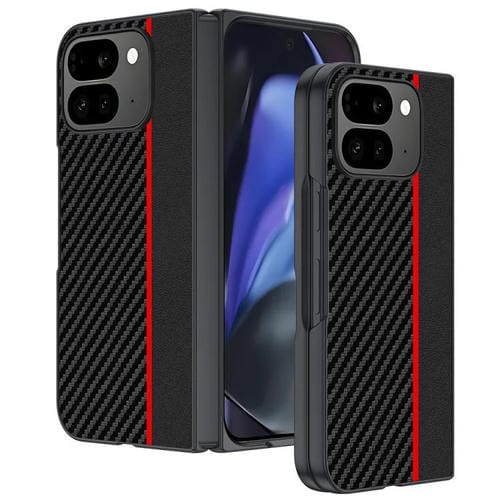 Funda ultrafina con textura de fibra de carbono para Google Pixel 10 Pro Fold (negro y rojo)