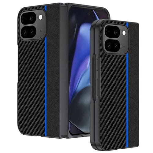 Funda ultrafina con textura de fibra de carbono para Google Pixel 10 Pro Fold (negro y azul)