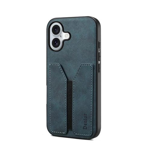 Funda trasera de PU con ranura para tarjeta elástica para iPhone 17 Denior D07 DV (azul)