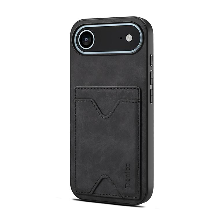 Funda trasera de PU con ranura para tarjetas para iPhone 17 Air Denior D06 (negra)