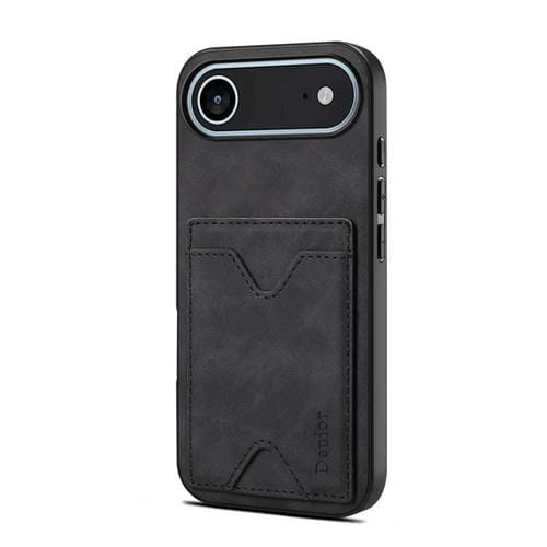 Funda trasera de PU con ranura para tarjetas para iPhone 17 Air Denior D06 (negra)