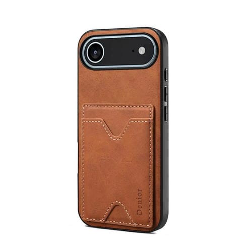 Funda trasera de PU con ranura para tarjetas para iPhone 17 Air Denior D06 (marrón)