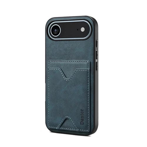 Funda trasera de PU con ranura para tarjetas para iPhone 17 Air Denior D06 (azul)