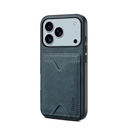 Funda trasera de PU Denior D06 para iPhone 17 Pro Max con ranura para tarjetas (azul)