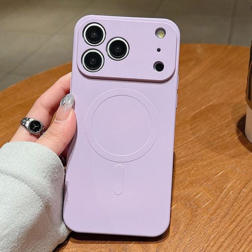 For iPhone 17 Pro Max Solid Color Liquid Silicone MagSafe Magnetic Phone Case(Lilac)