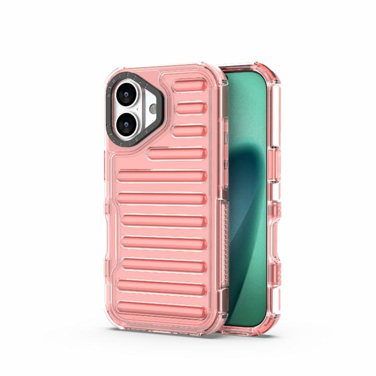 Funda híbrida de TPU y PC con airbag de alta transparencia para iPhone 17 (rojo melocotón)