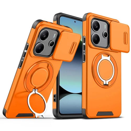 Funda deslizante con anillo de soporte para Redmi Note 14 4G (163,25 mm, naranja)