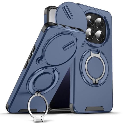 Funda deslizante con anillo protector de cámara para Redmi Note 14 Pro 5G/4G (azul)