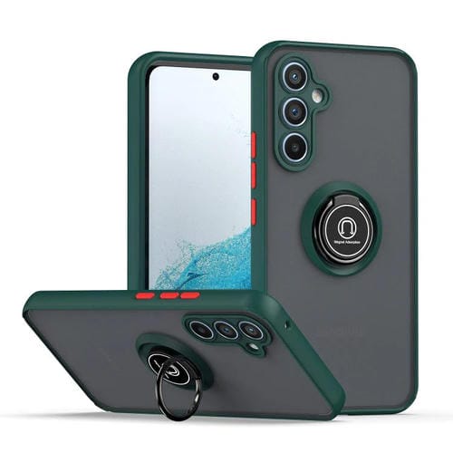 Funda de TPU + PC con anillo para Samsung Galaxy A34 5G Q Shadow 1 Series (verde oscuro)