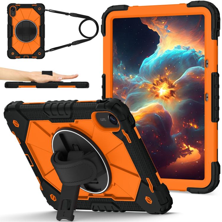 Funda híbrida de silicona con diseño de robot para Xiaomi Redmi Pad 2 11 2025 (negro y naranja)