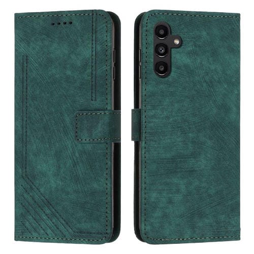 Funda de piel con estampado de rayas y cordón para Samsung Galaxy A17/A26 5G (verde)