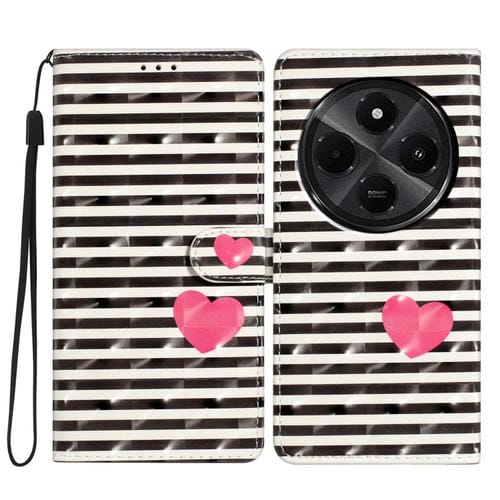 Funda de Cuero con PatrĂłn 3D para Redmi A4 5G (CorazĂłn Rayado)
