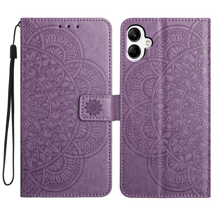 Funda de piel con relieve floral para Samsung Galaxy A07 5G (morada)