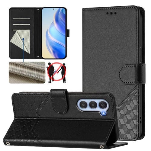 Funda de Cuero Rfid con Relieve en Panal para ZTE Nubia S 5G A403Zt (Negra)