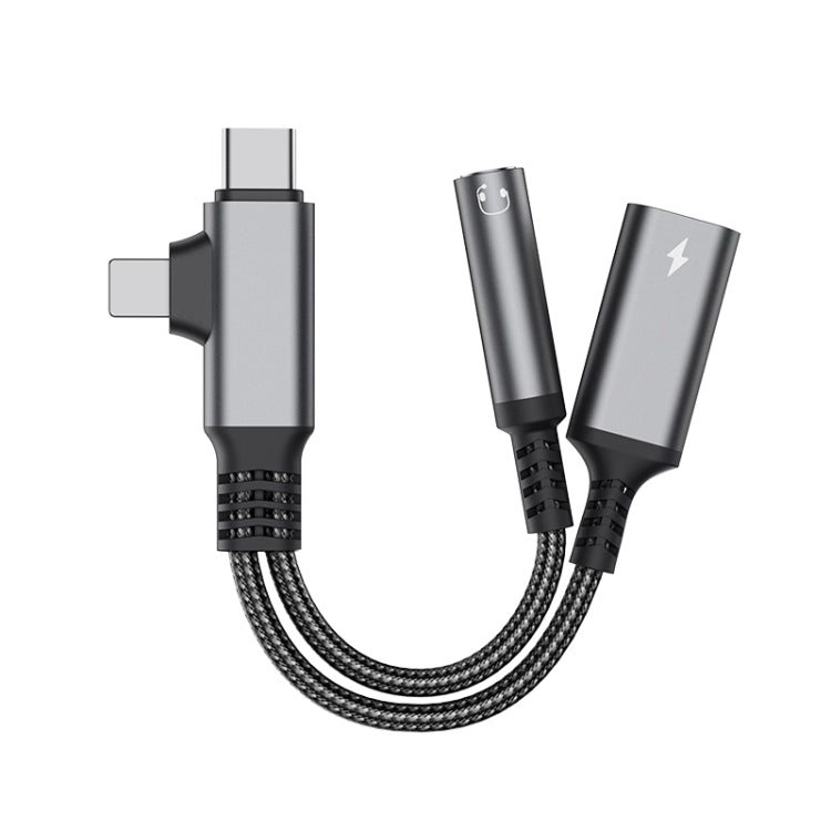 Cable Adaptador de Audio 4 en 1 Usb-C Tipo-C 8 Pines a 3,5 Mm 70 Mm (Gris)