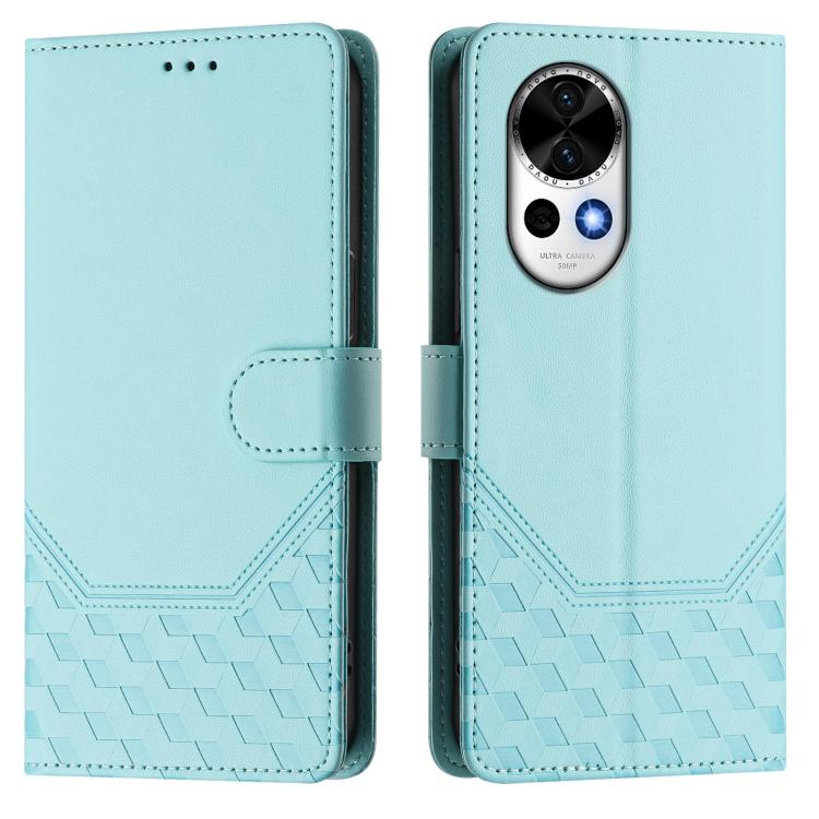 Funda de Cuero Rfid con Relieve en Panal para Huawei Nova 13/Nova 12 (Verde Menta)