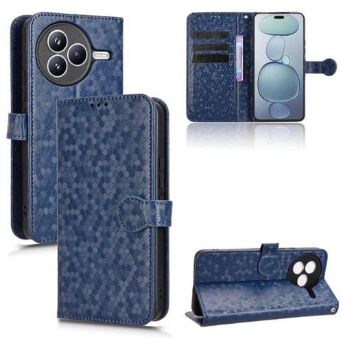 Funda de cuero con textura de panal y puntos para Xiaomi Civi 5 Pro 5G (azul)