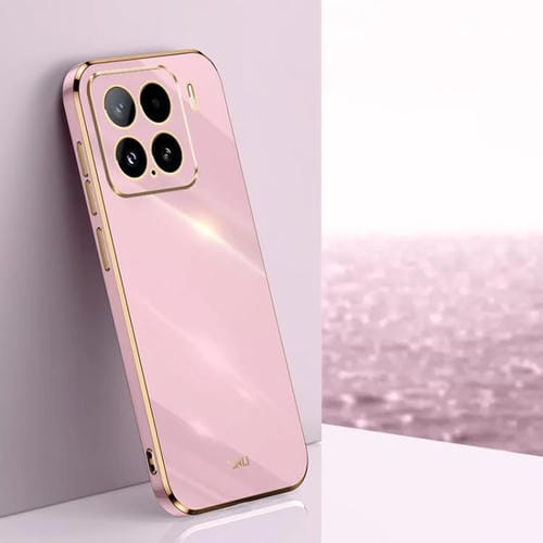 Funda De Tpu Con Borde Recto 6D Galvanizado Para Xiaomi 15 Xinli (Morado Cereza)