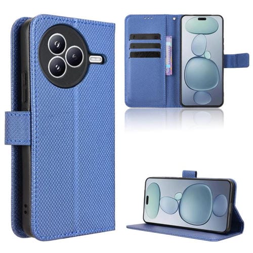 Funda de cuero con textura de diamante para Xiaomi Civi 5 Pro 5G (azul)