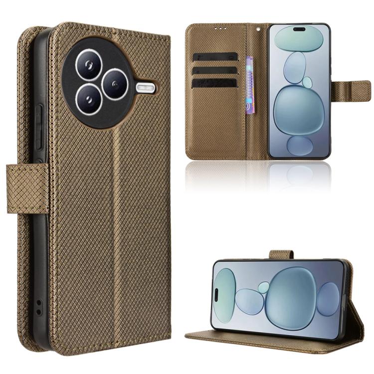 Funda de cuero con textura de diamante para Xiaomi Civi 5 Pro 5G (marrĂłn)