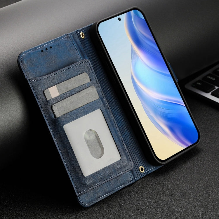Funda Tipo Billetera Cuero iPhone 16E Cremallera Ranuras Tarjetas (Azul)