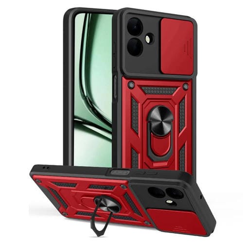 Funda de TPU+PC con diseño de cámara deslizante para Samsung Galaxy A07 4G (roja)