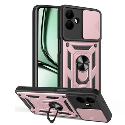 Funda de TPU y PC con diseño de cámara deslizante para Samsung Galaxy A07 4G (oro rosa)
