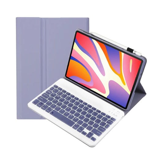 Funda de Cuero para Tableta Huawei Matepad Se 11 2024 Ah21 con Teclado Bluetooth Desmontable (Blanco Lavanda)