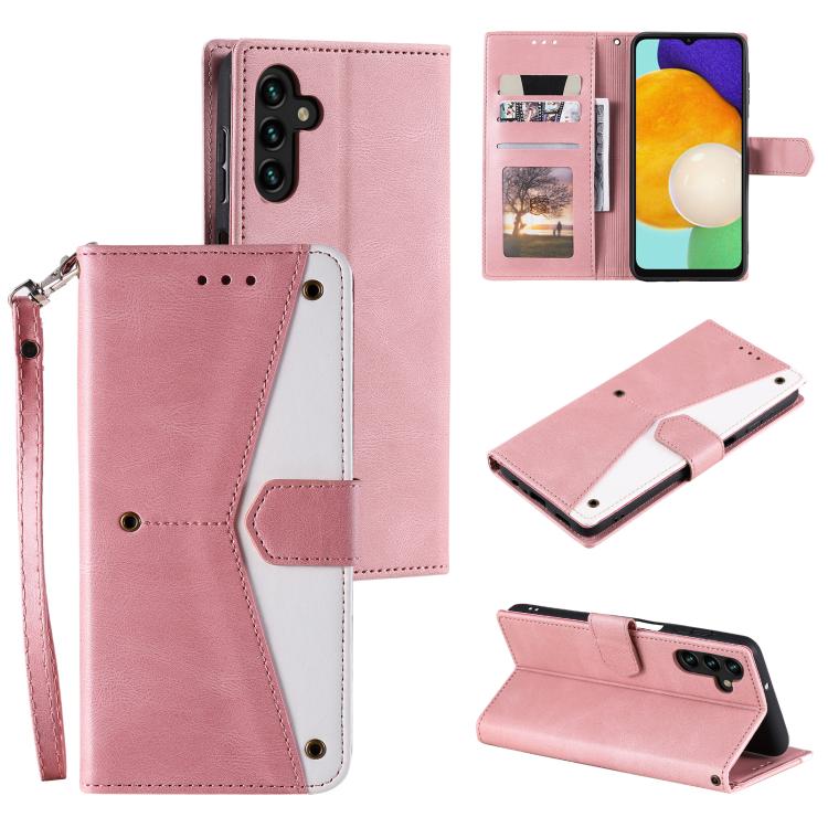 Funda de piel de becerro con costuras y tacto de uñas para Samsung Galaxy S25 FE 5G (oro rosa)