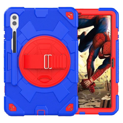 Funda para Tablet Spider para Samsung Galaxy Tab S10+ / S9+ / S9 Fe+ Soporte Giratorio Agarre Manual (Rojo y Azul)