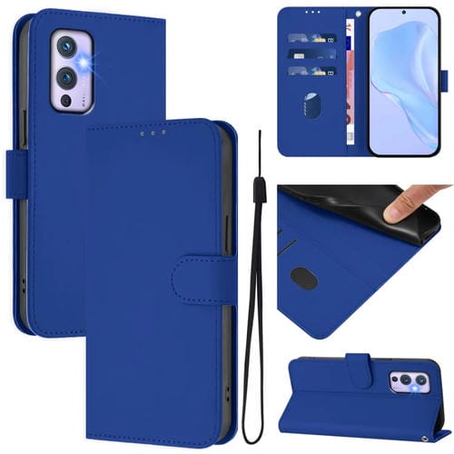 Funda de Cuero con Cordón para OnePlus 9 Skin Feel (Azul Oscuro)