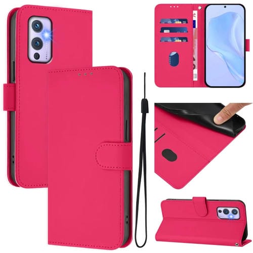 Funda de Piel OnePlus 9 Tacto Suave Color Liso (Rosa y Rojo)