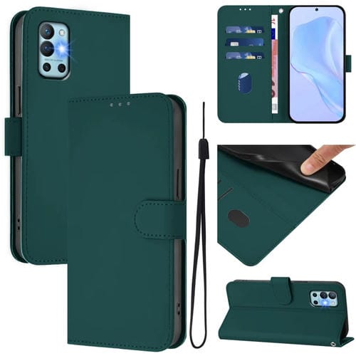 Funda de Piel con Cordón para OnePlus 9R/8T con Tacto de Piel (Verde Oscuro)