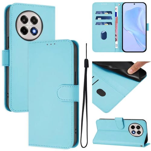 Funda de Cuero con Cordón para OnePlus Ace 5 Pro / Ace 5 / 13R (Azul Cielo)