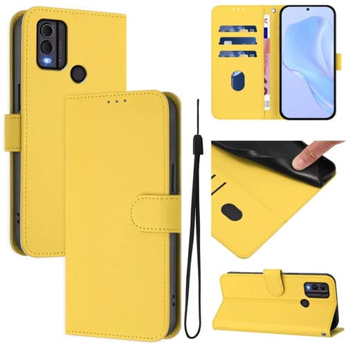 Funda de Piel Sintética con Cordón para Nokia C22 (Amarillo Limón)